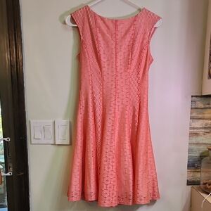 Danny & Nicole Coral Lace Midi Dress